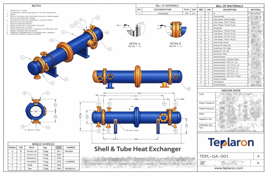 Teplaron Heat Exchanger Drawing